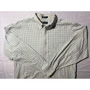 Chaps Dress Shirt Button Down Men's Large 16/16.5  Pastel Striped Cotton Preppy
